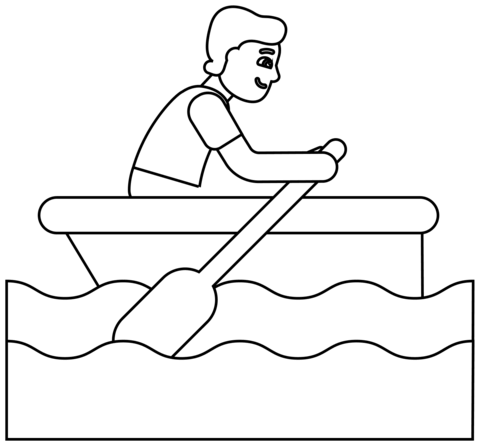 Man Rowing Boat Emoji Coloring Page